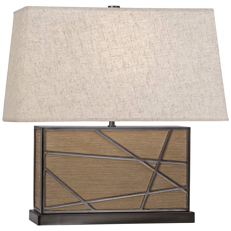 Image 1 Robert Abbey Michael Berman Bond Wide Oak and Heather Table Lamp