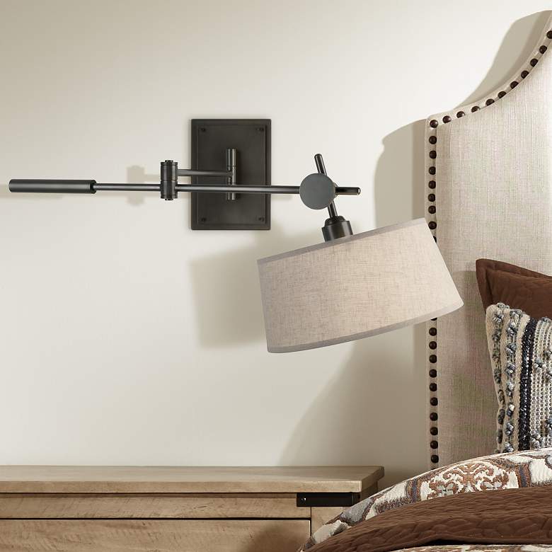 Image 1 Robert Abbey Miles Bronze Boom Plug-In Wall Light