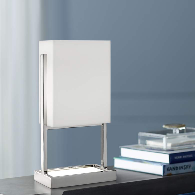 Image 1 Robert Abbey Nikole 13" Modern Polished Nickel Rectangle Accent Lamp