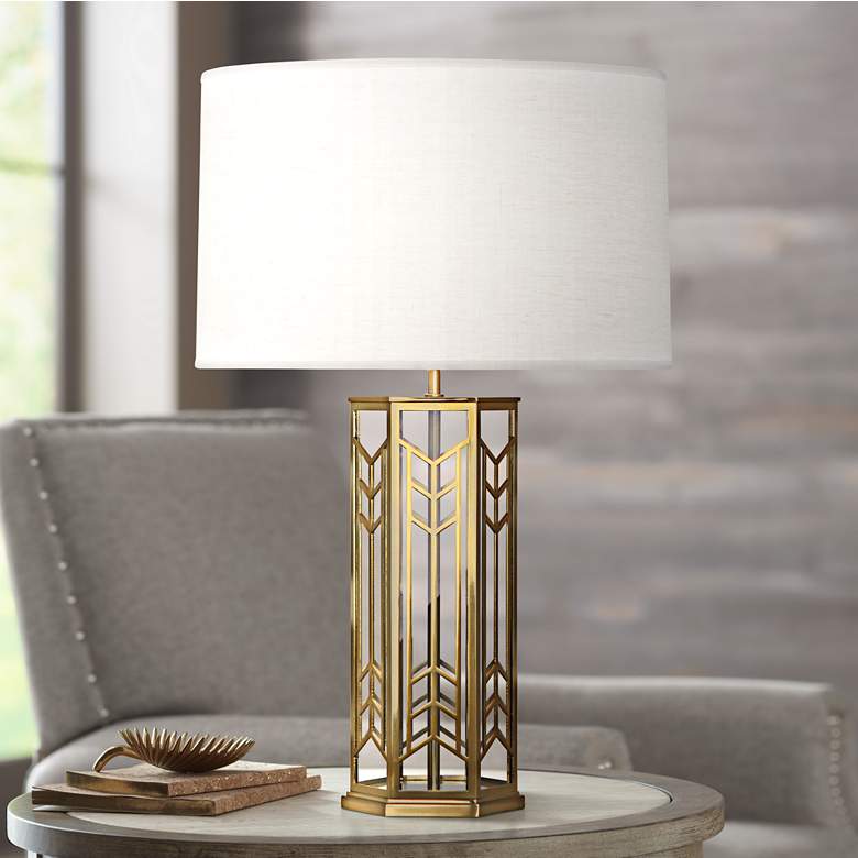 Image 1 Robert Abbey Octavius Antique Brass Steel Table Lamp