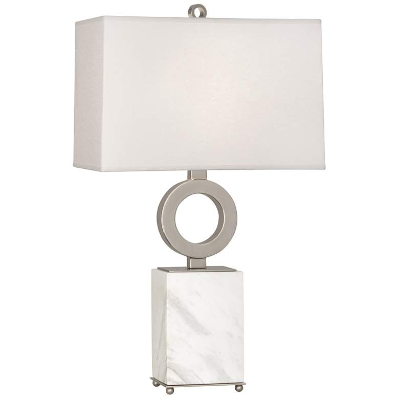Image 2 Robert Abbey Oculus 28 inch Silver and White Marble Table Lamp