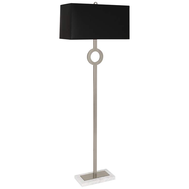 Image 1 Robert Abbey Oculus 62 3/4" Black Shade Silver Metal Floor Lamp