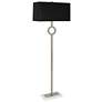 1_Robert Abbey Oculus 62 3/4" Black Shade Silver Metal Floor Lamp