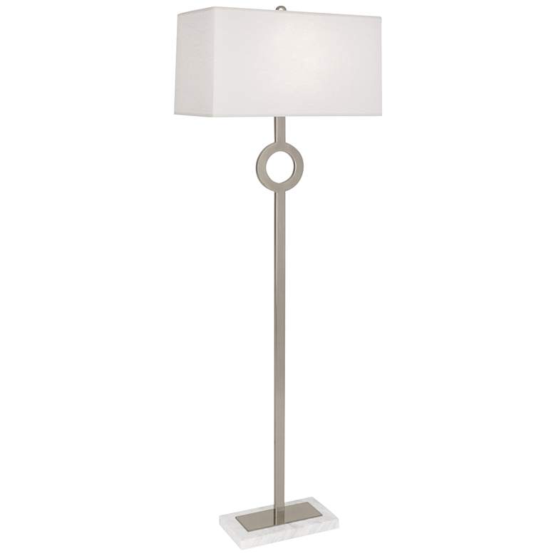 Image 2 Robert Abbey Oculus 62 3/4 inch Linen Shade and Silver Floor Lamp