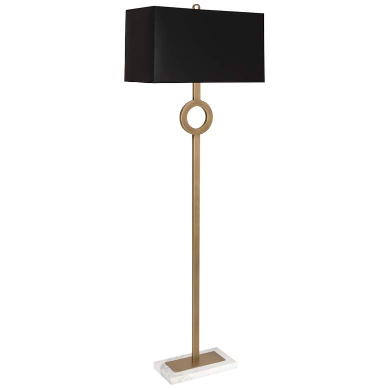Image 2 Robert Abbey Oculus Brass Metal Floor Lamp with Black Shade