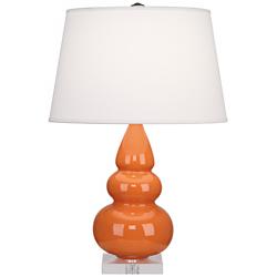 Robert Abbey Orange Glazed Triple Gourd Ceramic Table Lamp