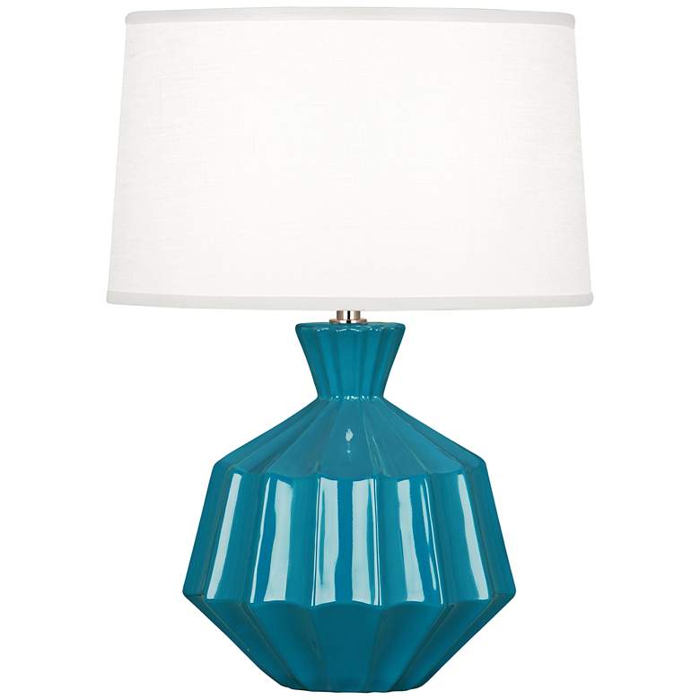 Image 1 Robert Abbey Orion 17 3/4 inch Modern Peacock Blue Ceramic Accent Lamp