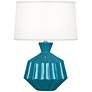 Robert Abbey Orion 17 3/4" Modern Peacock Blue Ceramic Accent Lamp
