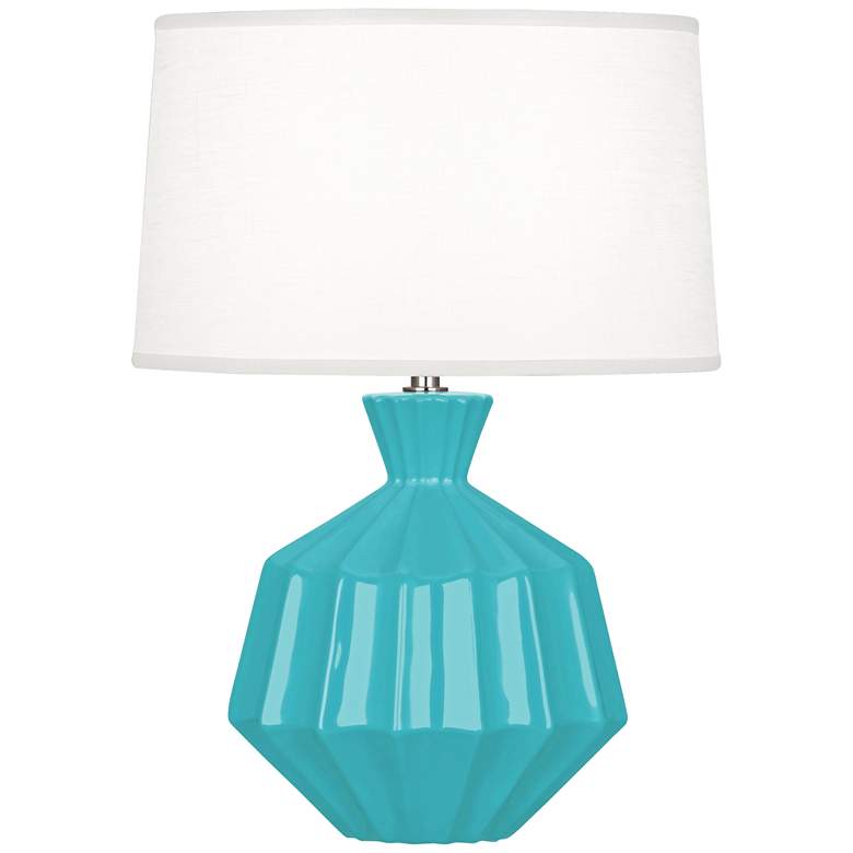 Image 1 Robert Abbey Orion 17 3/4 inchH Egg Blue Ceramic Accent Lamp