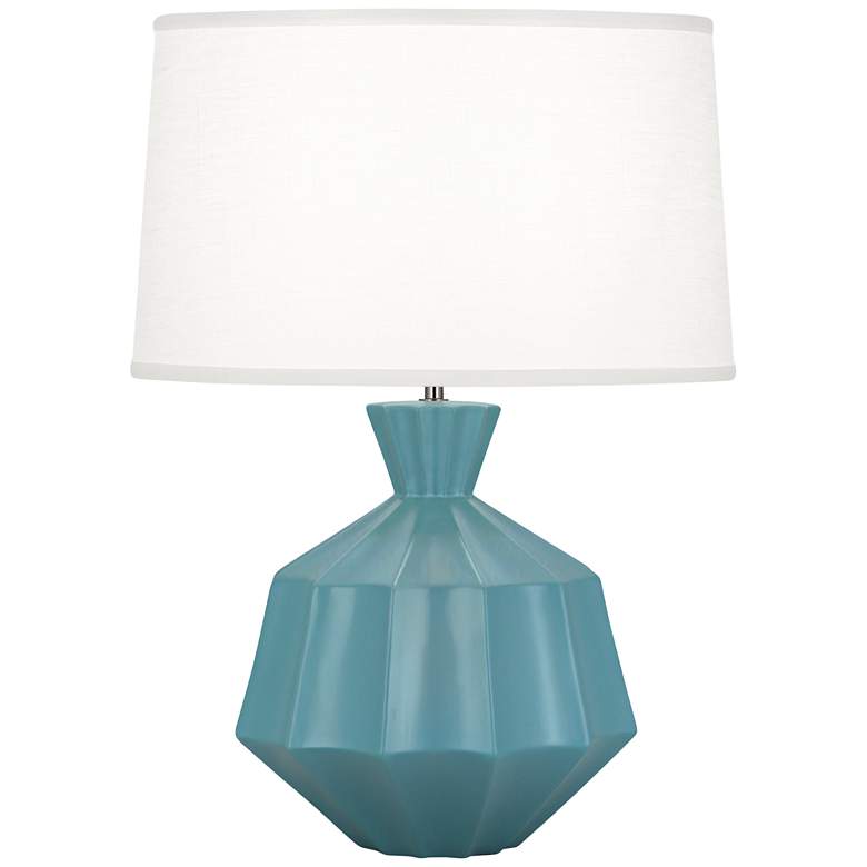 Image 1 Robert Abbey Orion 27 inch Matte Steel Blue Ceramic Table Lamp