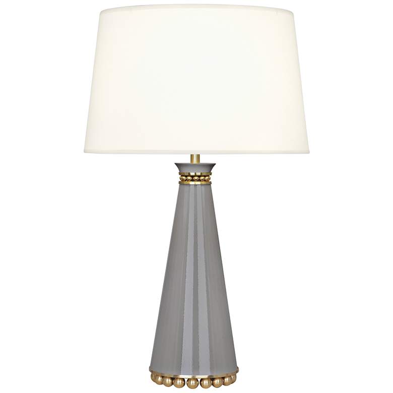 Image 1 Robert Abbey Pearl 29 1/2" White Shade Smokey Taupe Table Lamp