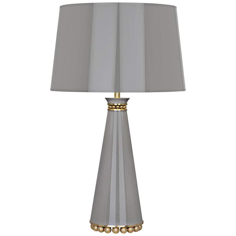 Image 1 Robert Abbey Pearl Smokey Taupe Lacquer and Brass Table Lamp