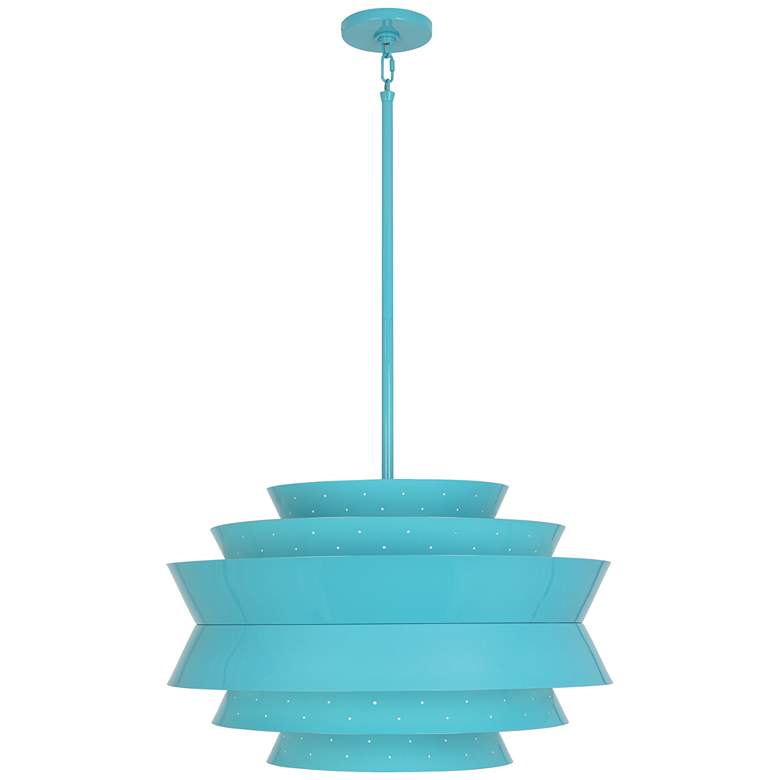 Image 1 Robert Abbey Pierce 23" Perforated Robin's Egg Blue Modern Pendant