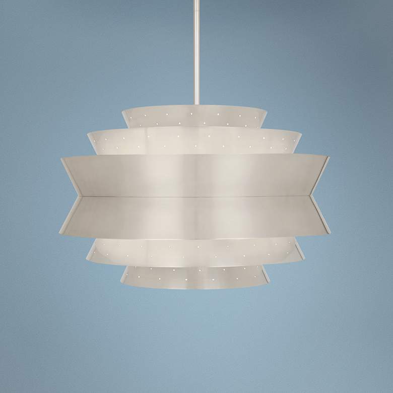 Image 1 Robert Abbey Pierce 23" Wide Antique Silver Pendant Light