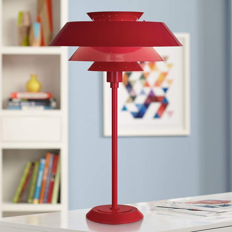 Image 1 Robert Abbey Pierce 26 1/2" Ruby Red Gloss Modern Table Lamp