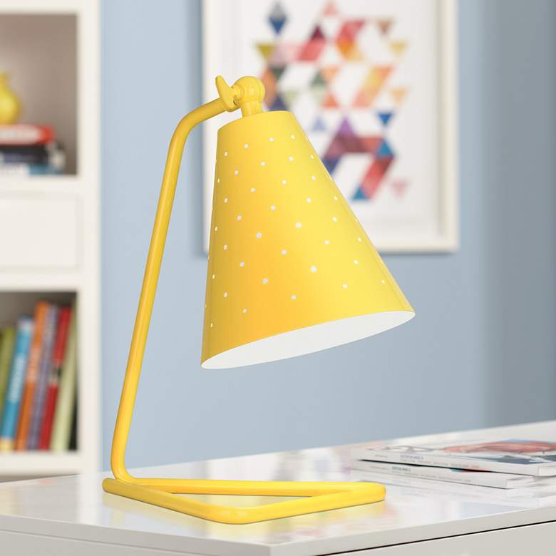 Image 1 Robert Abbey Pierce Canary Yellow Gloss Metal Desk Lamp