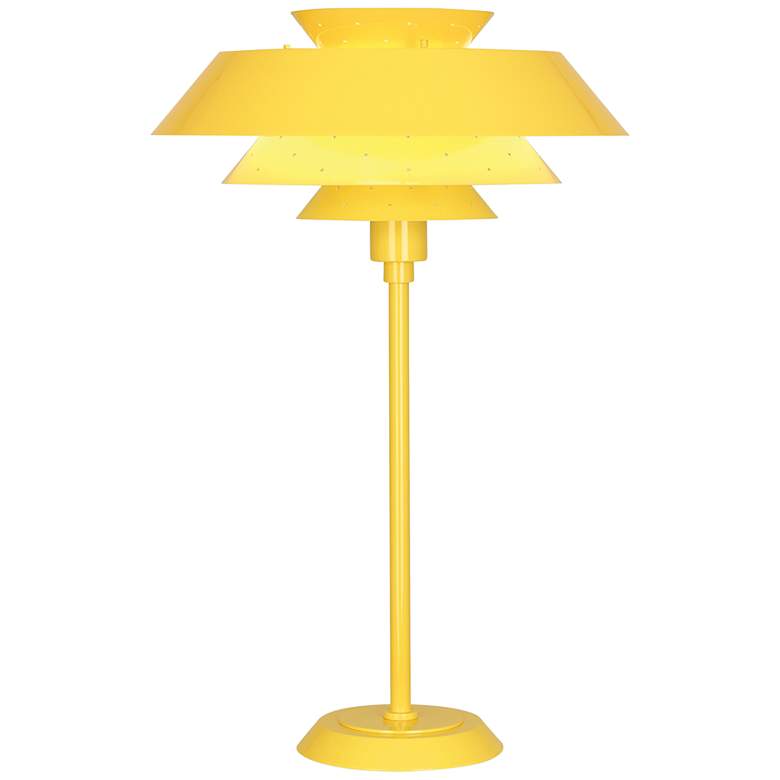 Image 1 Robert Abbey Pierce Canary Yellow Gloss Metal Table Lamp