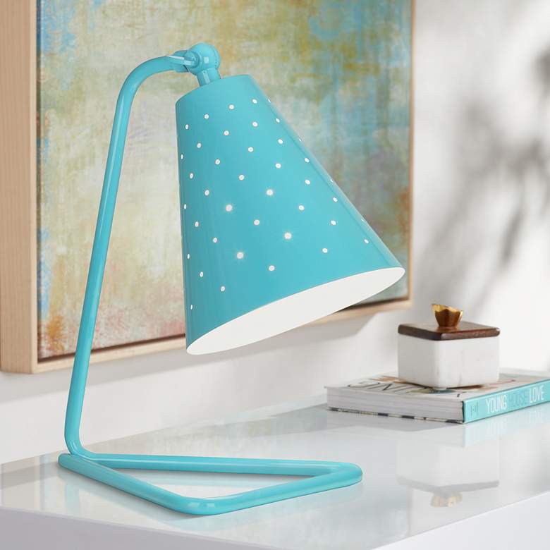 Image 1 Robert Abbey Pierce Egg Blue Gloss Metal Desk Lamp