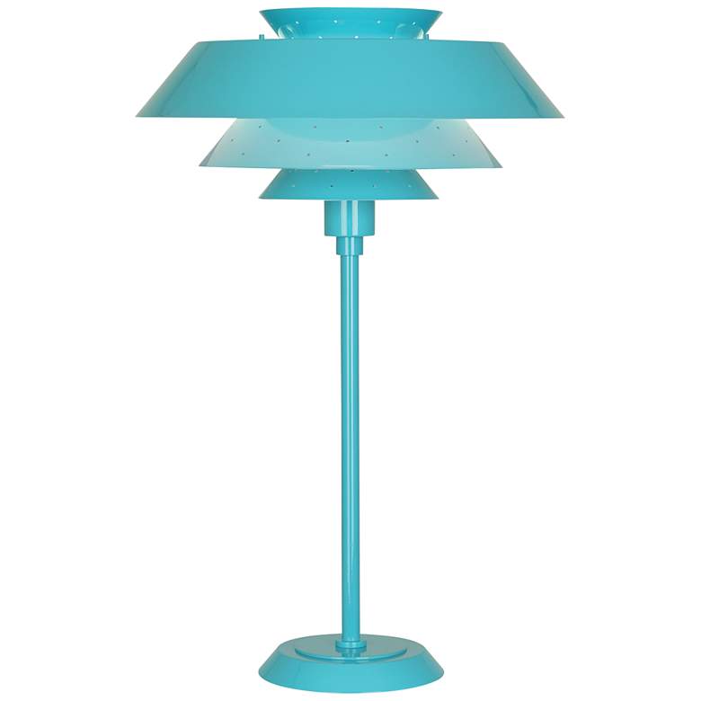 Image 1 Robert Abbey Pierce Egg Blue Gloss Metal Table Lamp