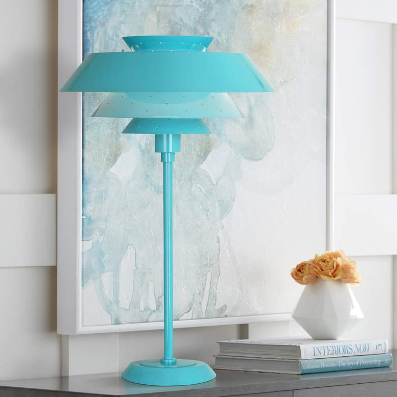 Image 1 Robert Abbey Pierce Egg Blue Gloss Metal Table Lamp