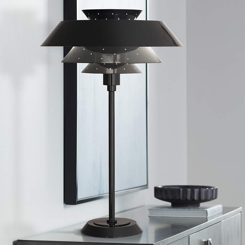 Image 1 Robert Abbey Pierce Piano Black Gloss Buffet Table Lamp