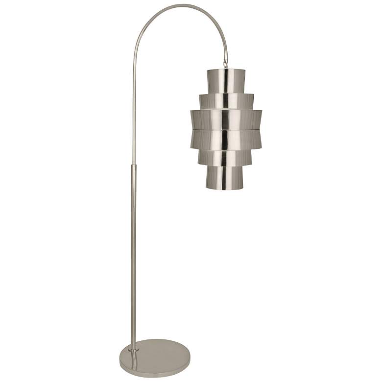 Image 1 Robert Abbey Pierce Polished Nickel Metal Arc Floor Lamp