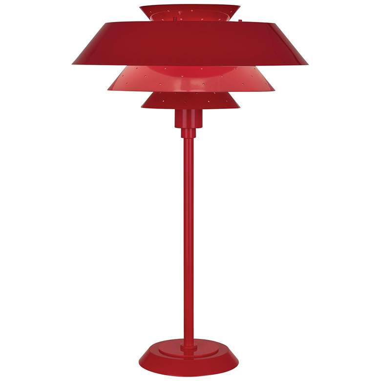 Image 2 Robert Abbey Pierce Ruby Red Gloss Metal Buffet Table Lamp