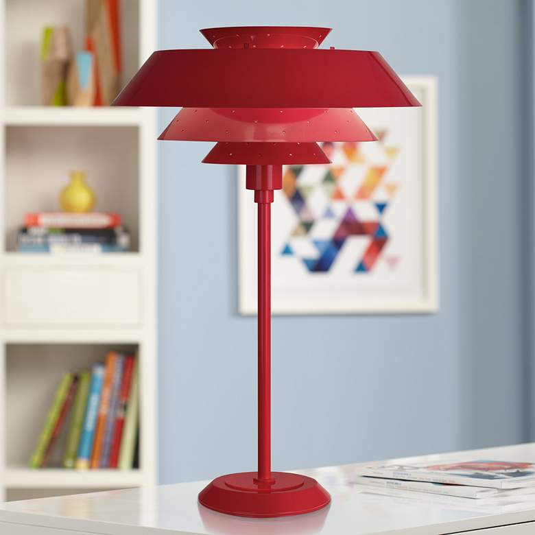 Image 1 Robert Abbey Pierce Ruby Red Gloss Metal Buffet Table Lamp