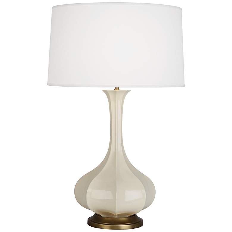 Image 1 Robert Abbey Pike 32" Brass and Bone White Ceramic Table Lamp