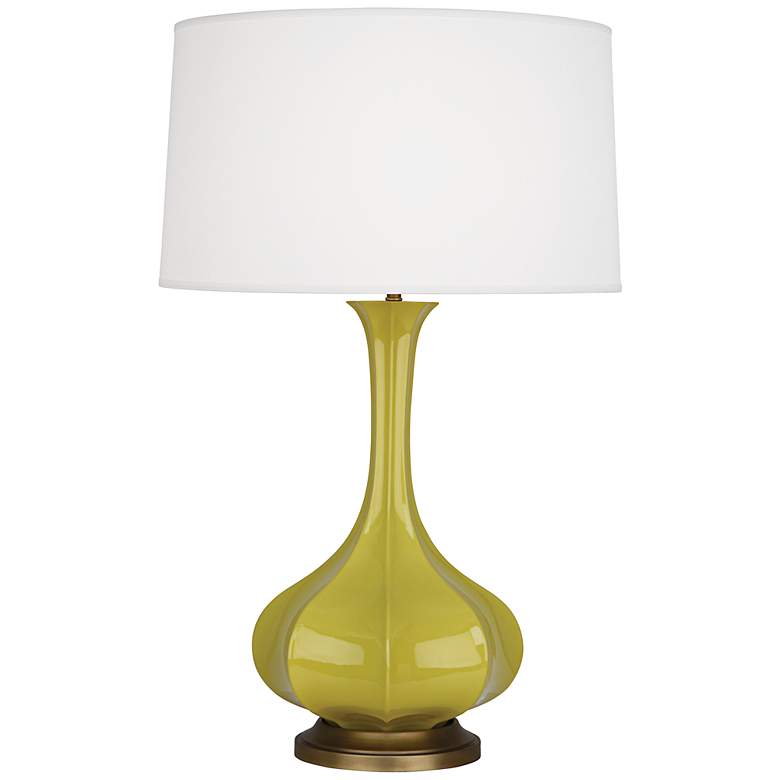 Image 1 Robert Abbey Pike 32" Modern Brass and Citron Green Ceramic Table Lamp