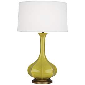 Image1 of Robert Abbey Pike 32" Modern Brass and Citron Green Ceramic Table Lamp