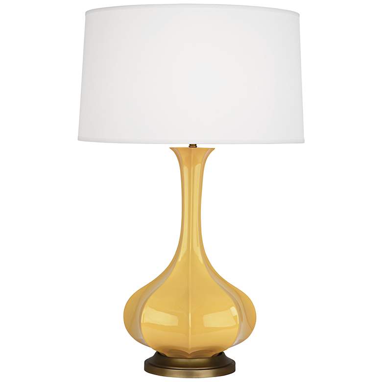 Image 1 Robert Abbey Pike 32 inch Modern Brass and Sunset Yellow Ceramic Lamp