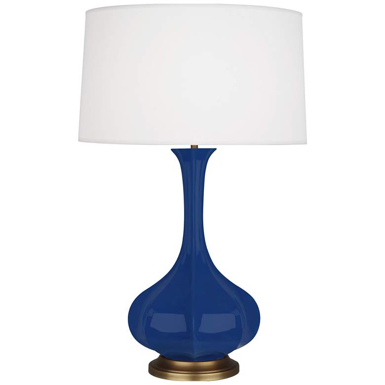 Image 1 Robert Abbey, Pike, Cobalt Glazed Ceramic with Brass Accent, Table Lamp