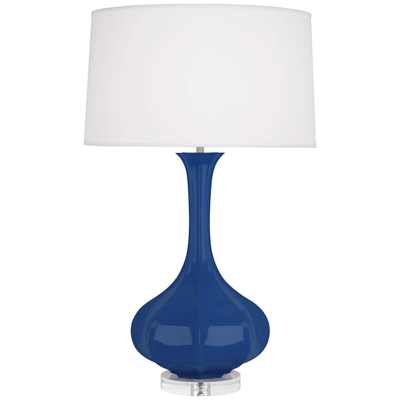 Image 1 Robert Abbey, Pike, Cobalt Glazed Ceramic with Lucite Base, Table Lamp