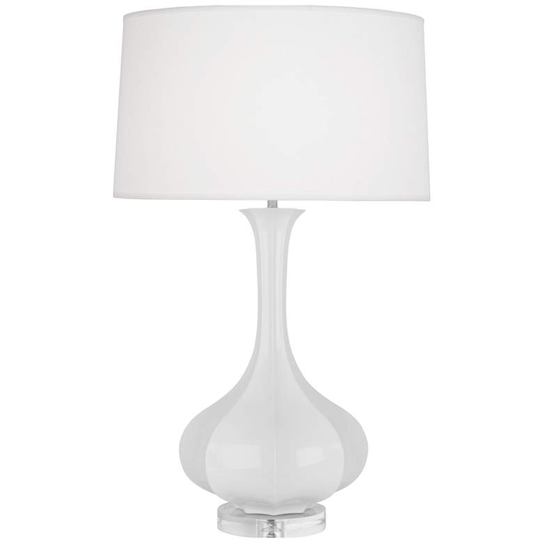 Image 1 Robert Abbey, Pike, Daisy Glazed Ceramic with Lucite Base, Table Lamp