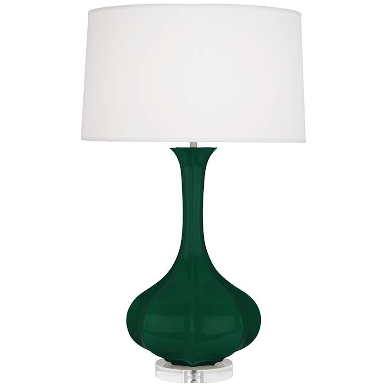 Image 1 Robert Abbey, Pike, Jungle Glazed Ceramic with Lucite Base, Table Lamp