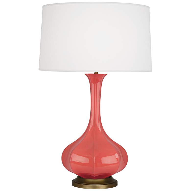Robert Abbey Pike Melon and Aged Brass Table Lamp - #9R941 | Lamps Plus