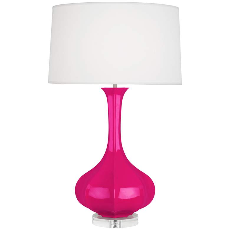 Image 1 Robert Abbey, Pike, Razzle Rose Glazed Ceramic, Lucite Base, Table Lamp