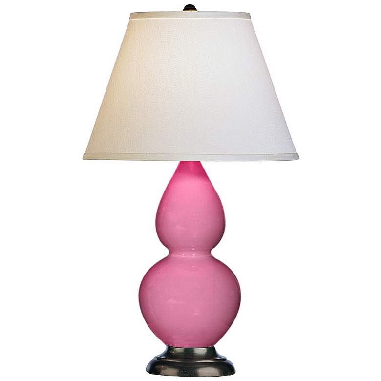 Image 1 Robert Abbey Pink and Bronze Double Gourd Ceramic Table Lamp