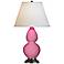 Robert Abbey Pink and Bronze Double Gourd Ceramic Table Lamp