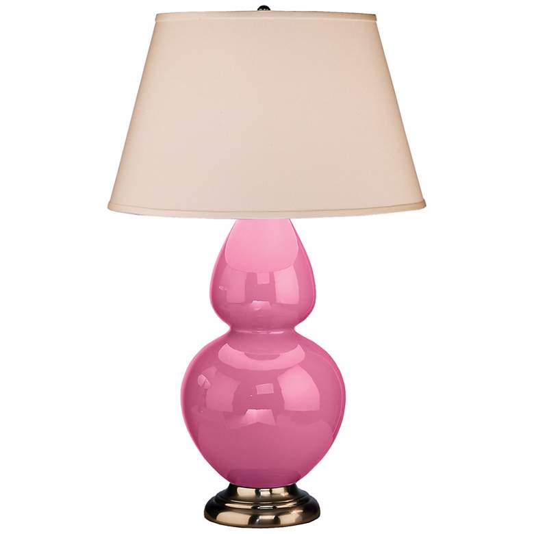Image 1 Robert Abbey Pink and Silver Double Gourd Ceramic Table Lamp
