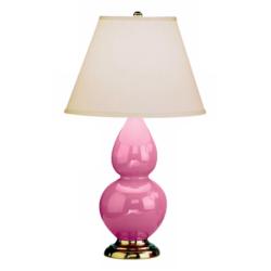 Robert Abbey Pink and Silver Double Gourd Ceramic Table Lamp