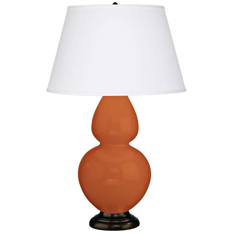 Image 1 Robert Abbey Pumpkin Orange and Bronze Double Gourd Ceramic Table Lamp
