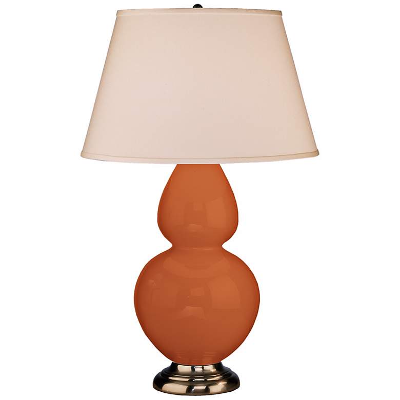 Image 1 Robert Abbey Pumpkin Orange and Silver Double Gourd Ceramic Lamp