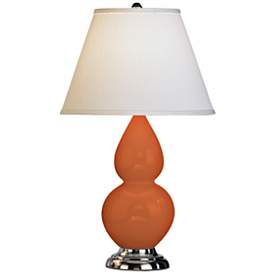 Image1 of Robert Abbey Pumpkin Orange and Silver Double Gourd Ceramic Lamp