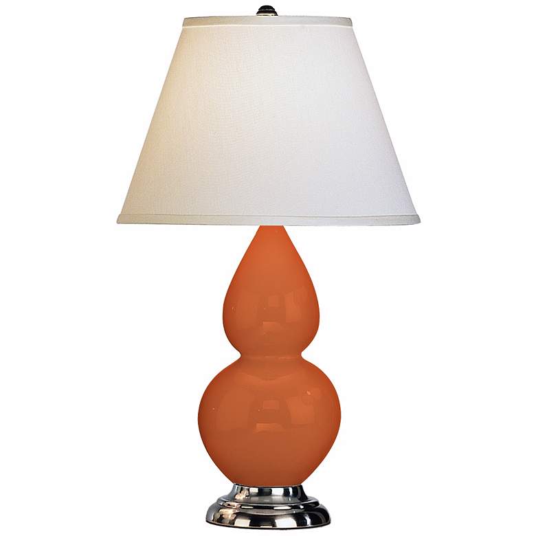 Image 1 Robert Abbey Pumpkin Orange and Silver Double Gourd Ceramic Lamp