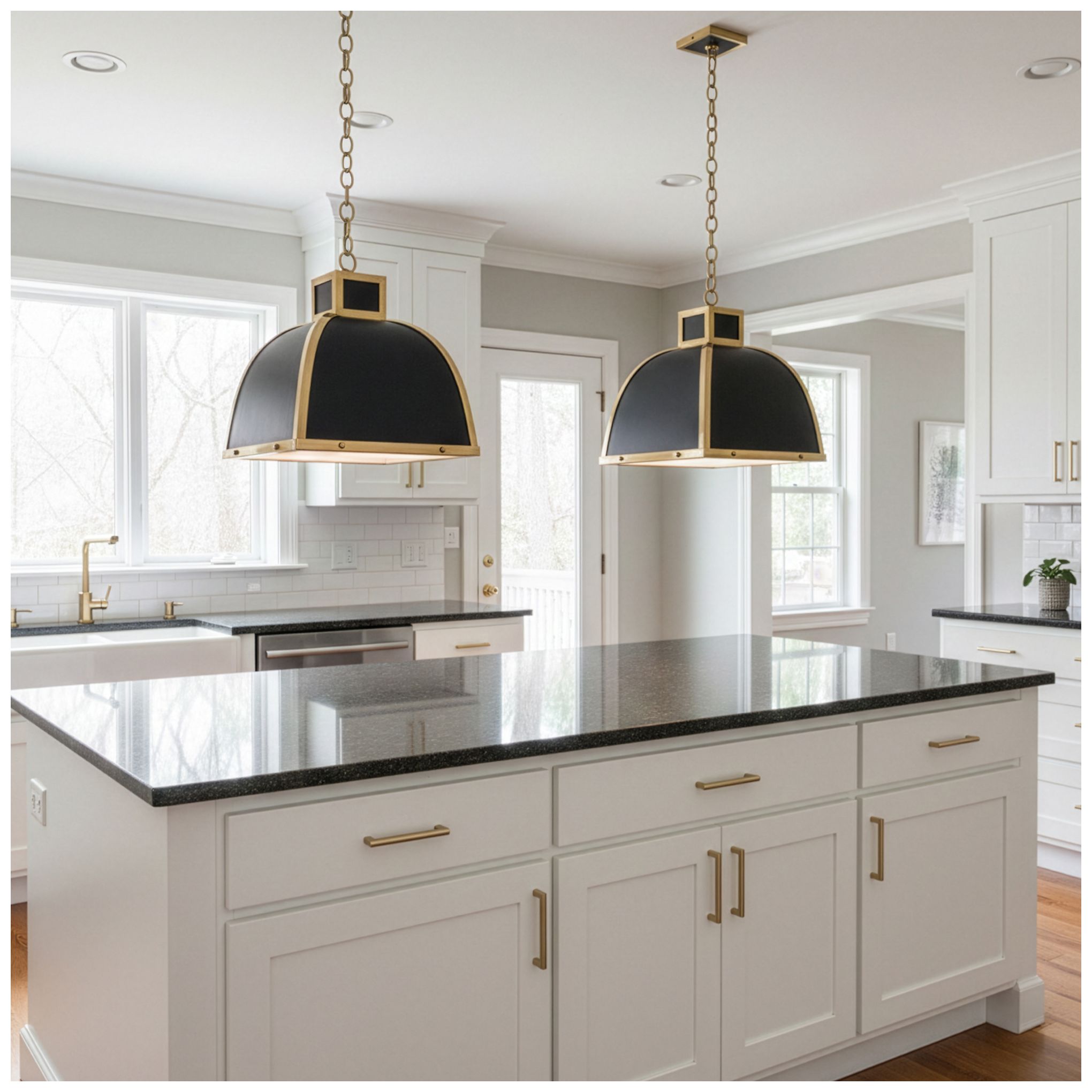 Robert Abbey Ranger 17 1/2"W Black and Brass Pendant Light