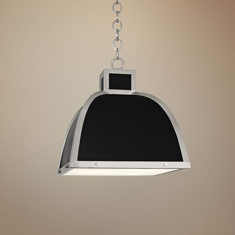 Image 1 Robert Abbey Ranger 17 1/2 inchW Black and Nickel Pendant Light