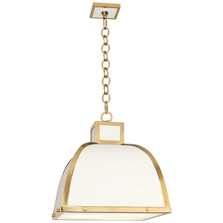 Image 2 Robert Abbey Ranger 17 1/2"W White and Brass Pendant Light
