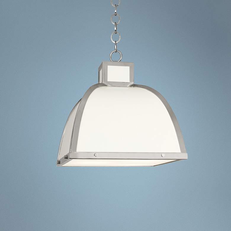 Image 1 Robert Abbey Ranger 17 1/2"W White and Nickel Pendant Light